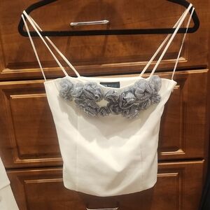 Zara White Embellished Top